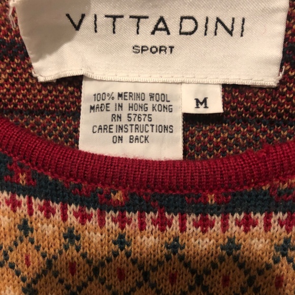 Vittadini Sport M Burgundy Fair Isles Merino Wool Pullover Sweater - Picture 3 of 8